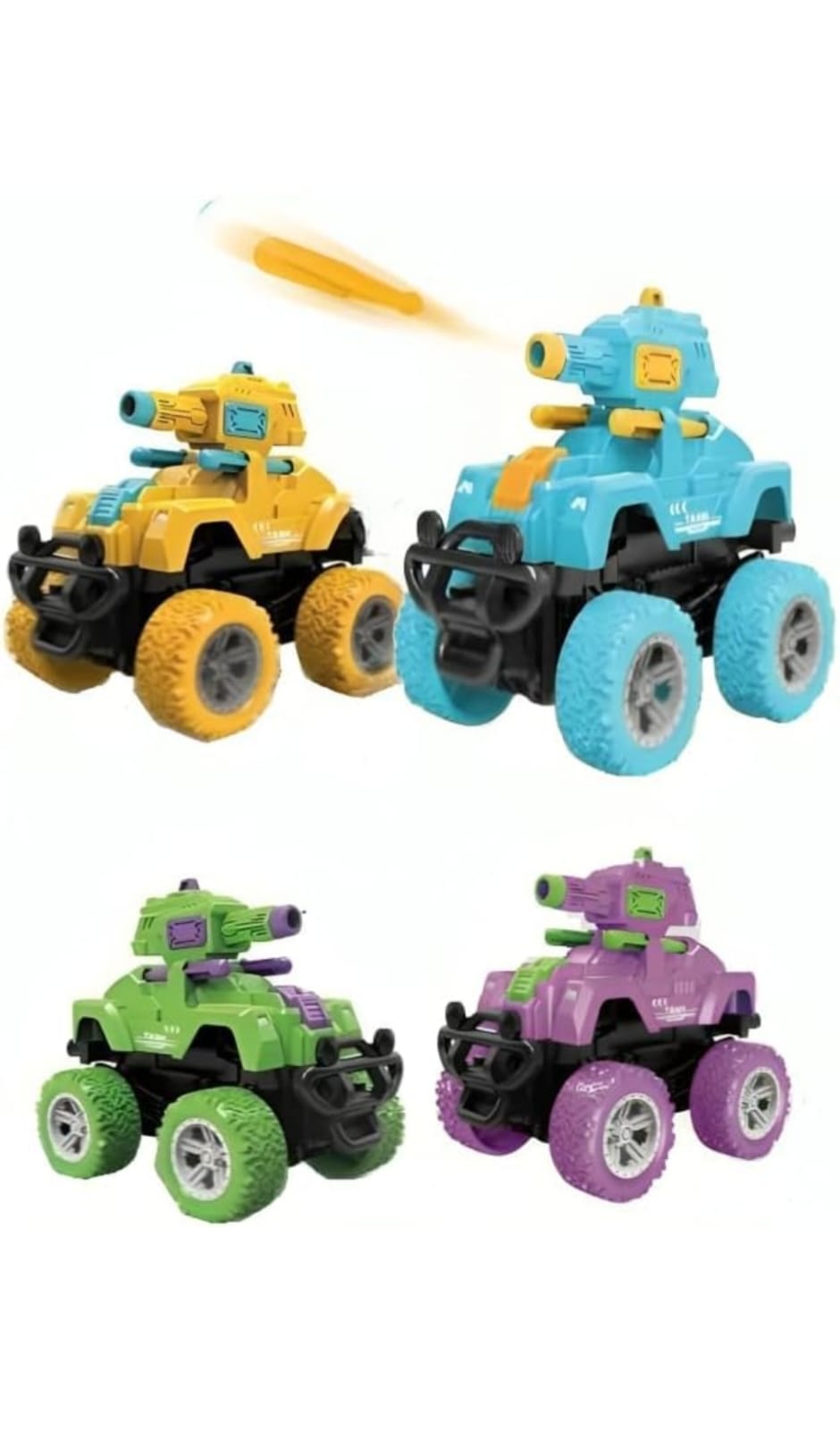 Kravion Mini Tank Launcher Toy Car for Kids 360° Rotating Monster Truck Press & Shoot Bullet Action Toy for Boys Girls Return Gift 3+ Years