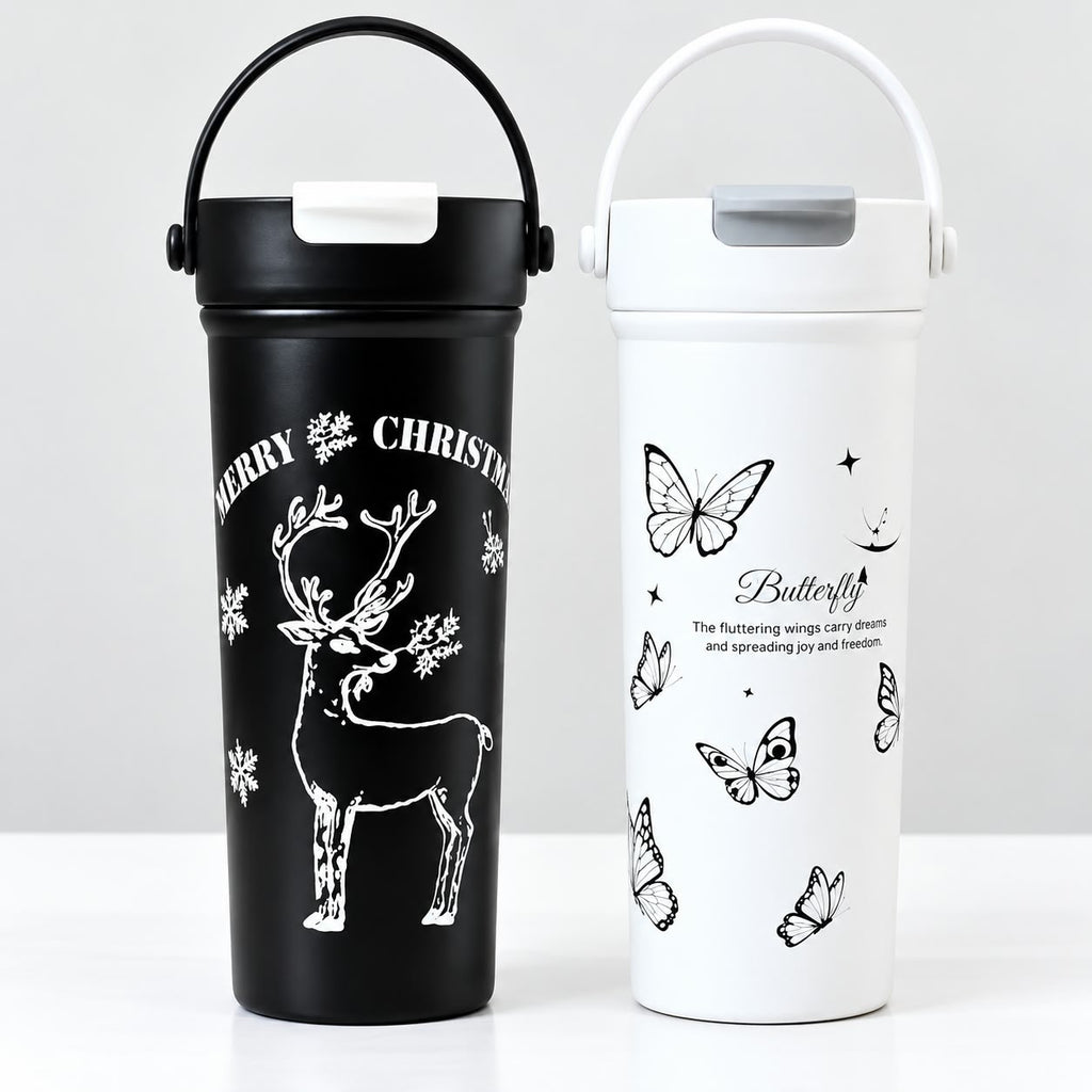 Voroly Coffee Mug Stainless Steel Travel Mug Double Wall Vacuum 500 ml Steel Bottle (Pack of 1, Black)