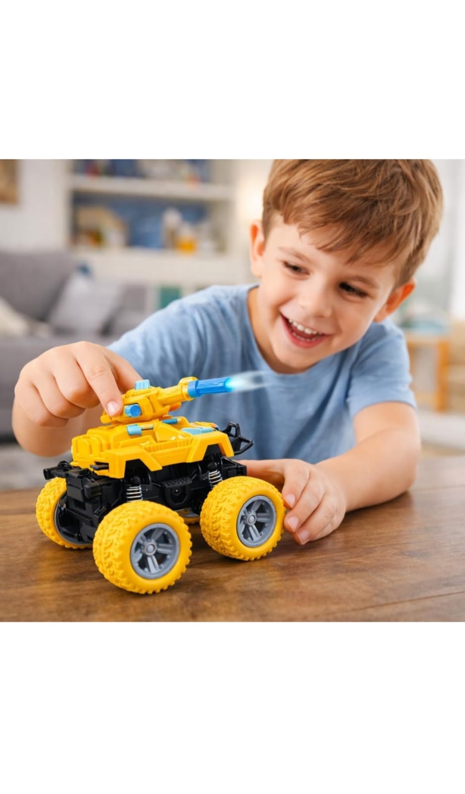 Kravion Mini Tank Launcher Toy Car for Kids 360° Rotating Monster Truck Press & Shoot Bullet Action Toy for Boys Girls Return Gift 3+ Years