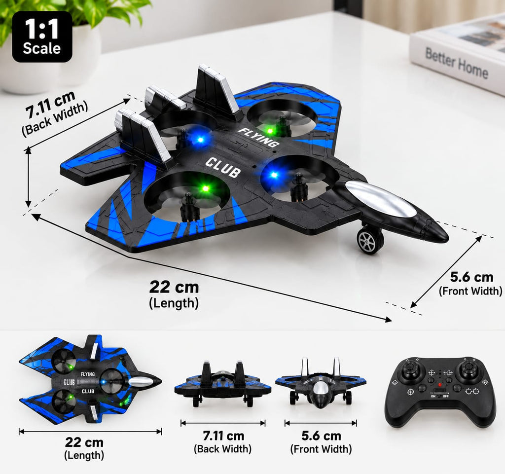 RC Drone Remote Control Flying Toy for Kids, Mini Quadcopter Stunt Drone with LED Lights, Remote Control Aircraft Toy for Indoor & Outdoor Flying, Beginner Flying Toy Gift (pack of 1)