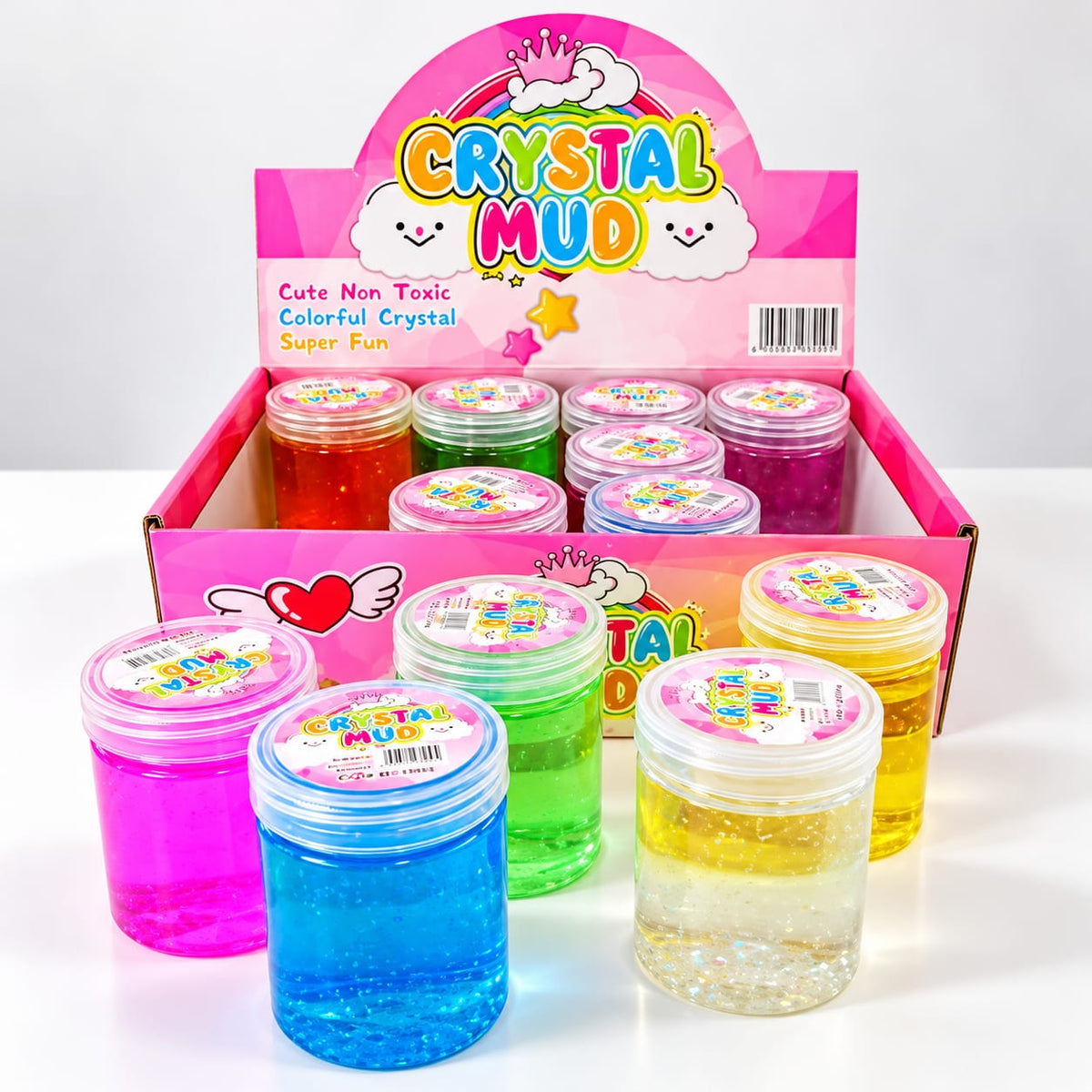 Crystal Mud Slime Combo, Pack of 3, Transparent Glitter Slime Toy for Children, Soft, Non-Sticky, with Colorful Foam Beads, Random Model Brand: Generic