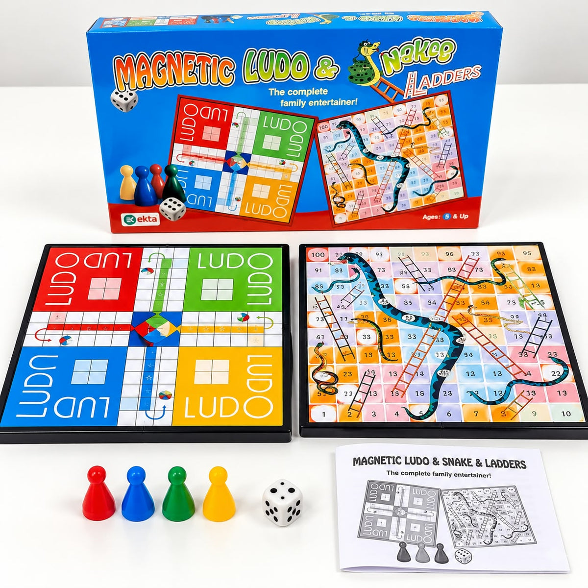 Ekta Magnetic Ludo Snakes 'n' Ladders Board Game for Kids,Multicolor Brand: EKTA