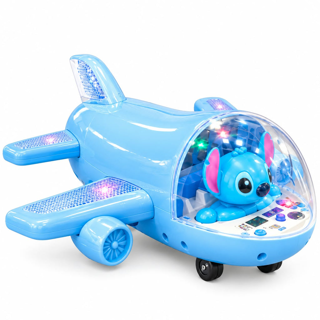 KIDOLOGY Airplane Toys for Toddlers Age 2+ Years | 360° Rotation, Bump & Go Aeroplane (Blue)
