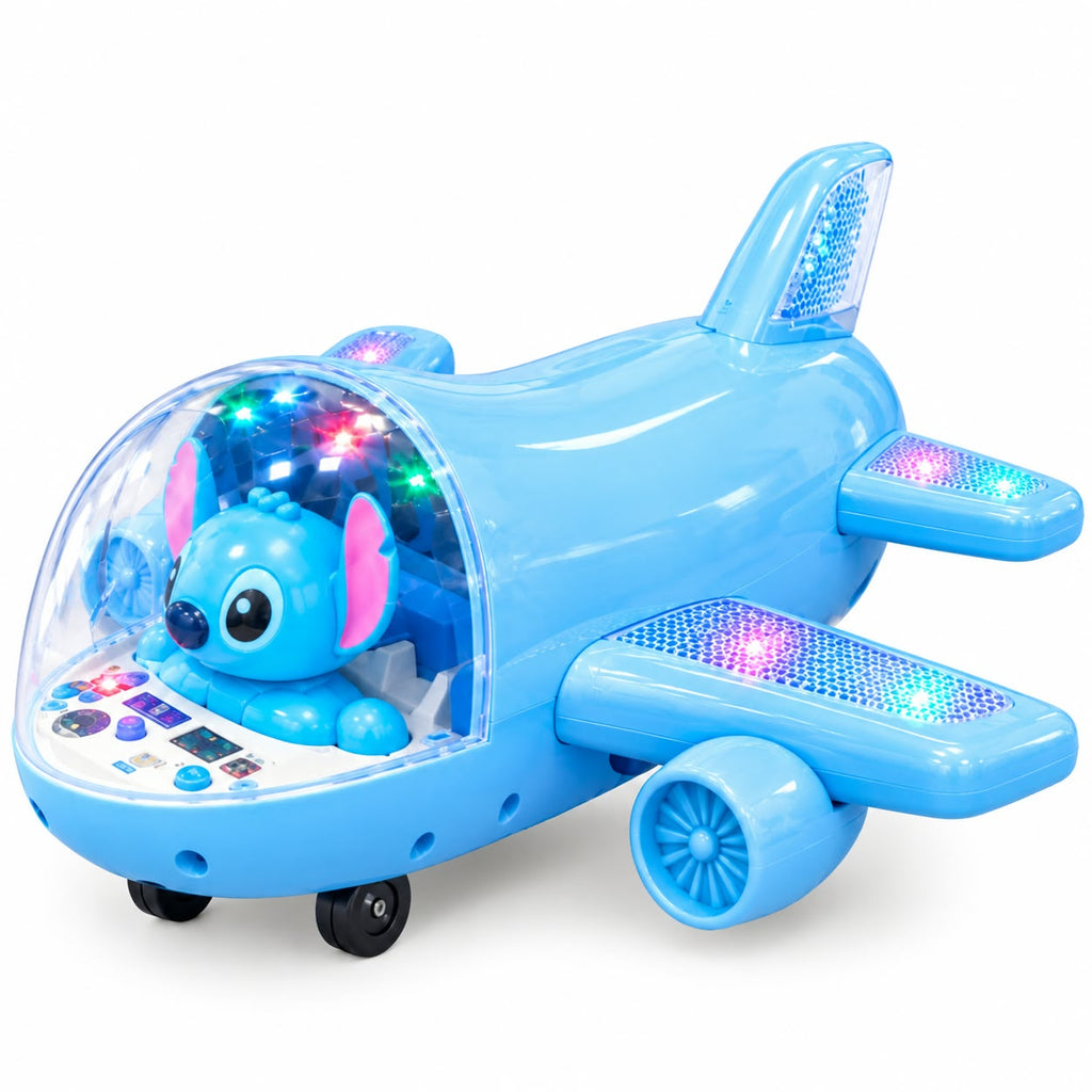 KIDOLOGY Airplane Toys for Toddlers Age 2+ Years | 360° Rotation, Bump & Go Aeroplane (Blue)