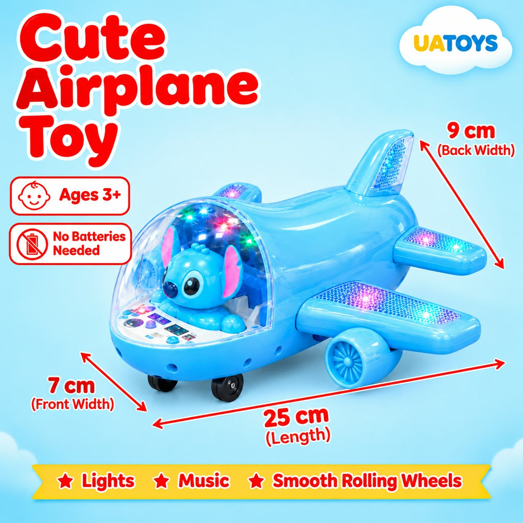 KIDOLOGY Airplane Toys for Toddlers Age 2+ Years | 360° Rotation, Bump & Go Aeroplane (Blue)