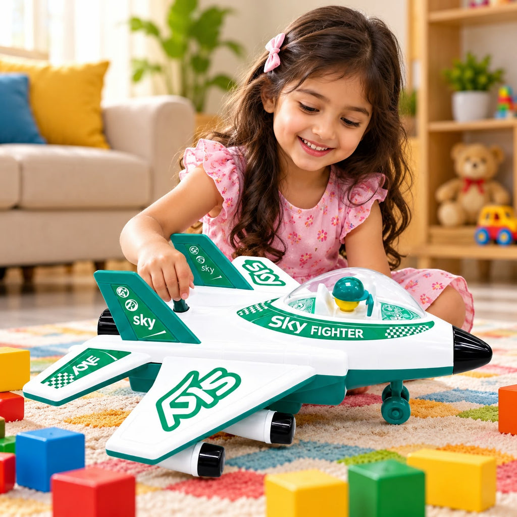 Wow Airways Friction Powered Toy Airplane for Kids 3+ Years with Zoo-Zoo Sound | Push & Go Aeroplane Toy Plane | Big Size Aircraft Toy for Boys & Girls Airplane Model Brand: Generic