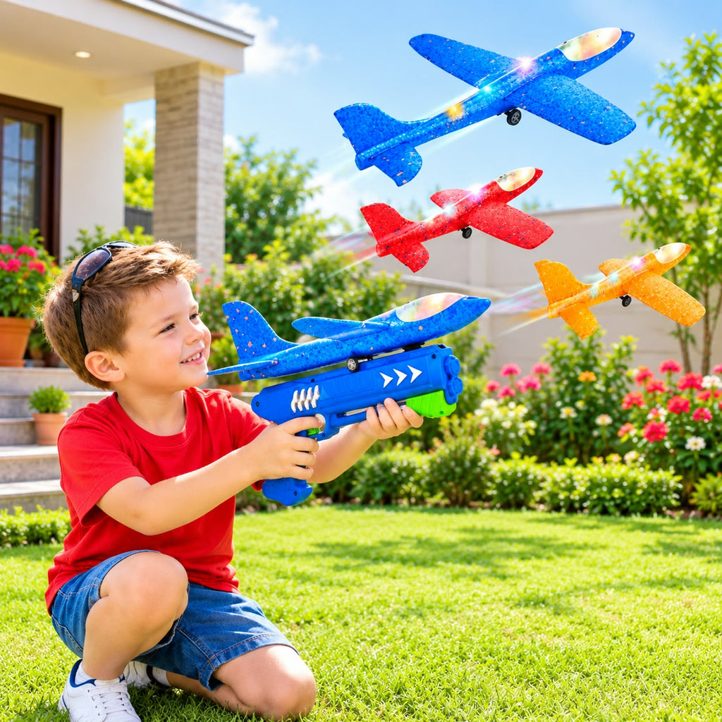 Hot Selling Popular Children Gift Set Airplane Launcher Toy Catapult Plane Toys for Kids Outdoor Sport Flying Toys