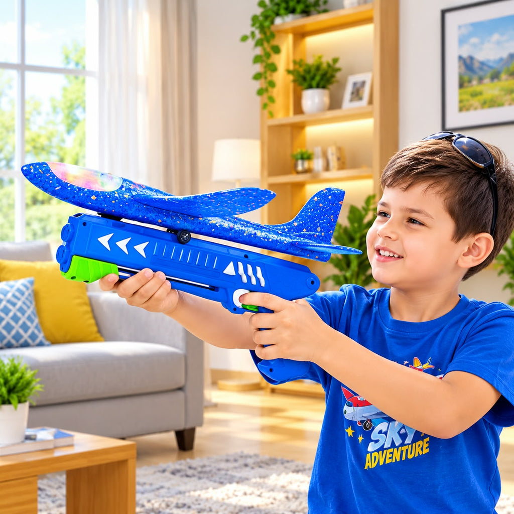 Hot Selling Popular Children Gift Set Airplane Launcher Toy Catapult Plane Toys for Kids Outdoor Sport Flying Toys