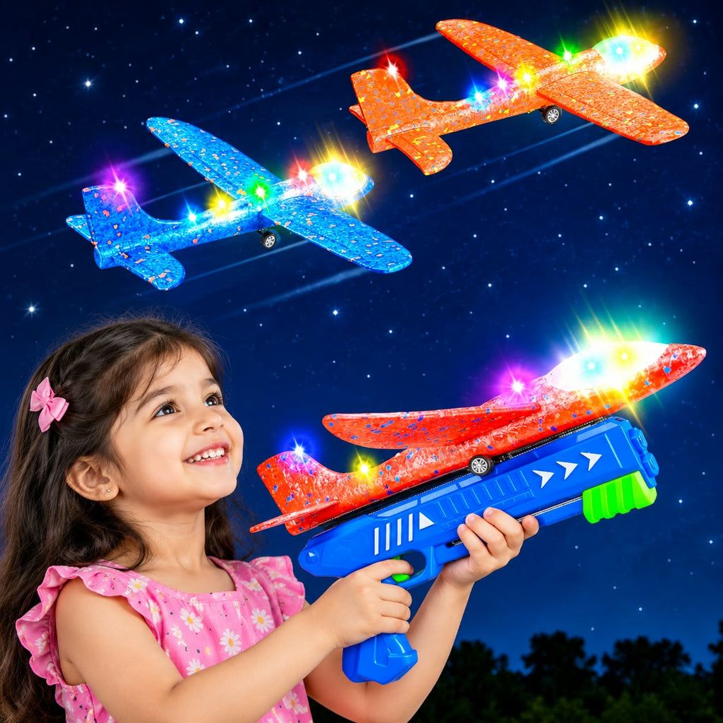 Hot Selling Popular Children Gift Set Airplane Launcher Toy Catapult Plane Toys for Kids Outdoor Sport Flying Toys