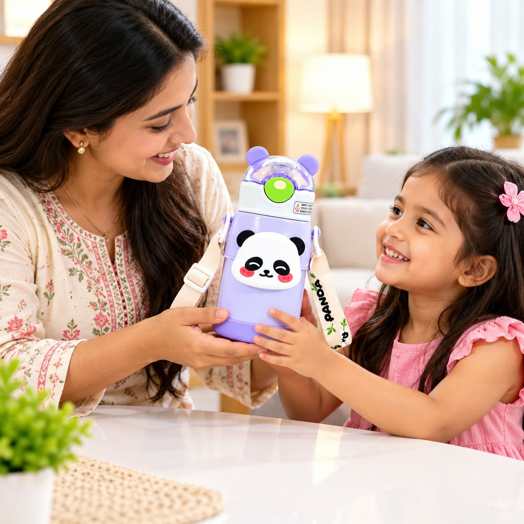 Seaygift Kid Children Outdoor Sports Portable Vacuum Insulation Cup Cute Panda Gift Stainless Steel Thermal Flask Water Bottle
