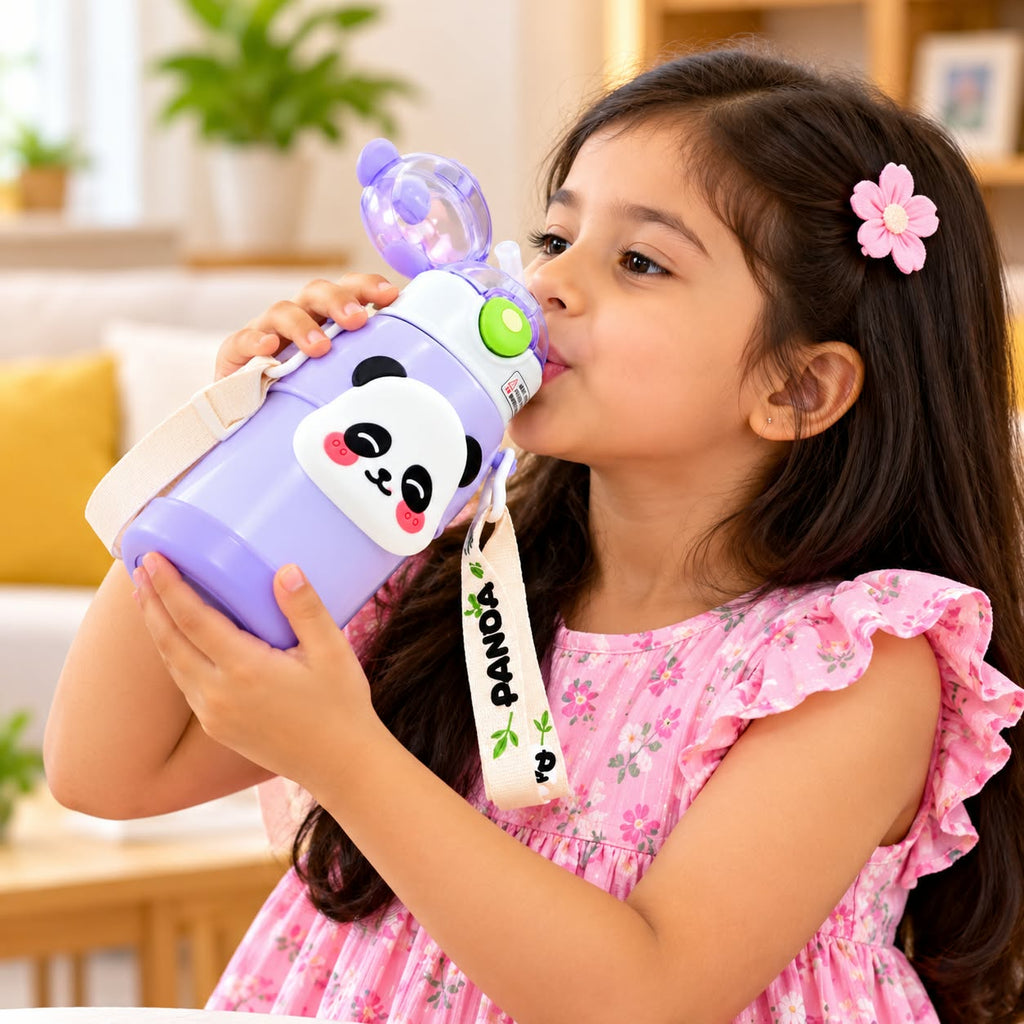 Seaygift Kid Children Outdoor Sports Portable Vacuum Insulation Cup Cute Panda Gift Stainless Steel Thermal Flask Water Bottle
