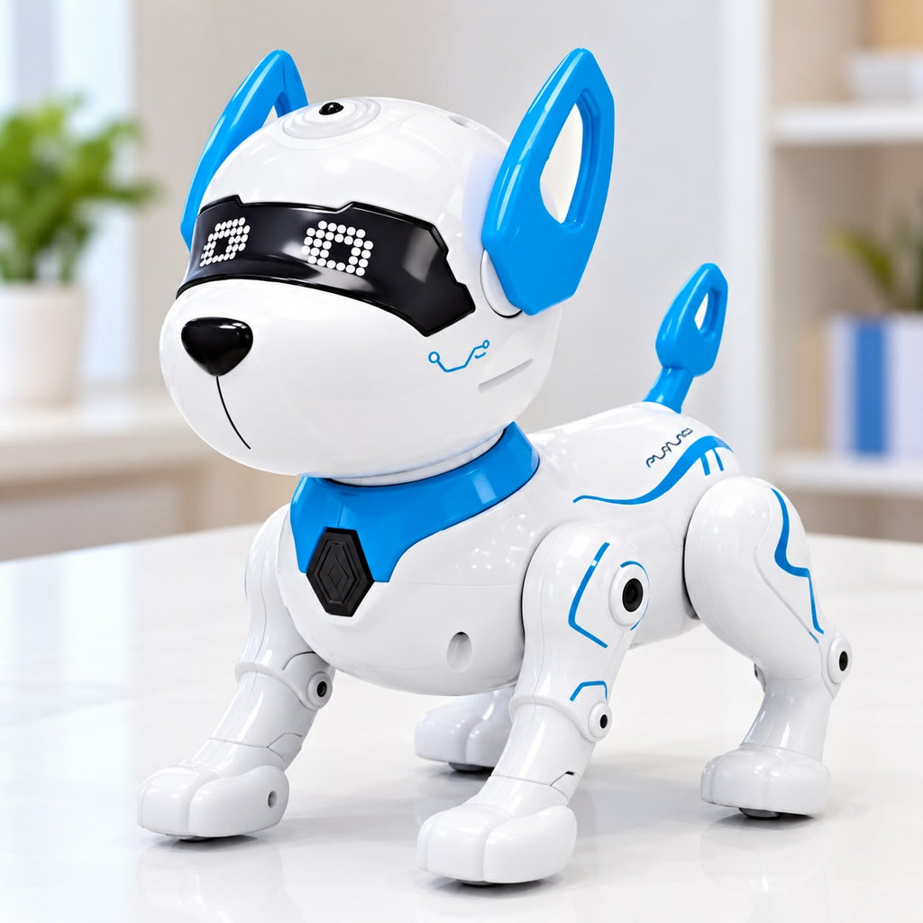 Programmable Robot Dog Toy for Kids, Remote Control Smart Interactive Pet Robot with LED Eyes, Music, Dance & Sound Effects, Educational Electronic Toy for Boys & Girls