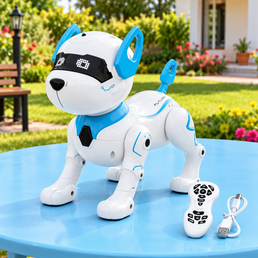 Programmable Robot Dog Toy for Kids, Remote Control Smart Interactive Pet Robot with LED Eyes, Music, Dance & Sound Effects, Educational Electronic Toy for Boys & Girls