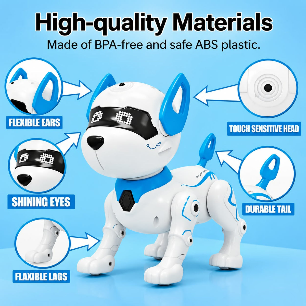 Programmable Robot Dog Toy for Kids, Remote Control Smart Interactive Pet Robot with LED Eyes, Music, Dance & Sound Effects, Educational Electronic Toy for Boys & Girls