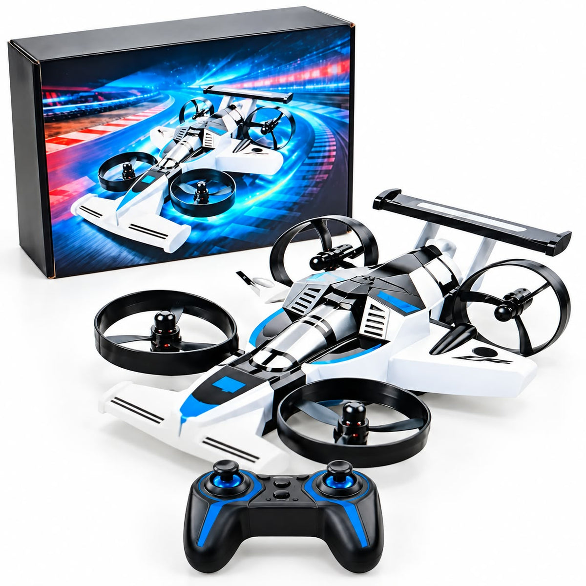 2-in-1 RC Drone & Stunt Car for Kids | Land and Air 360° Flying Car with 2.4GHz Remote Control, 4WD Drift Wheels, 3 Speed Modes & High-Speed Stunt Vehicle..