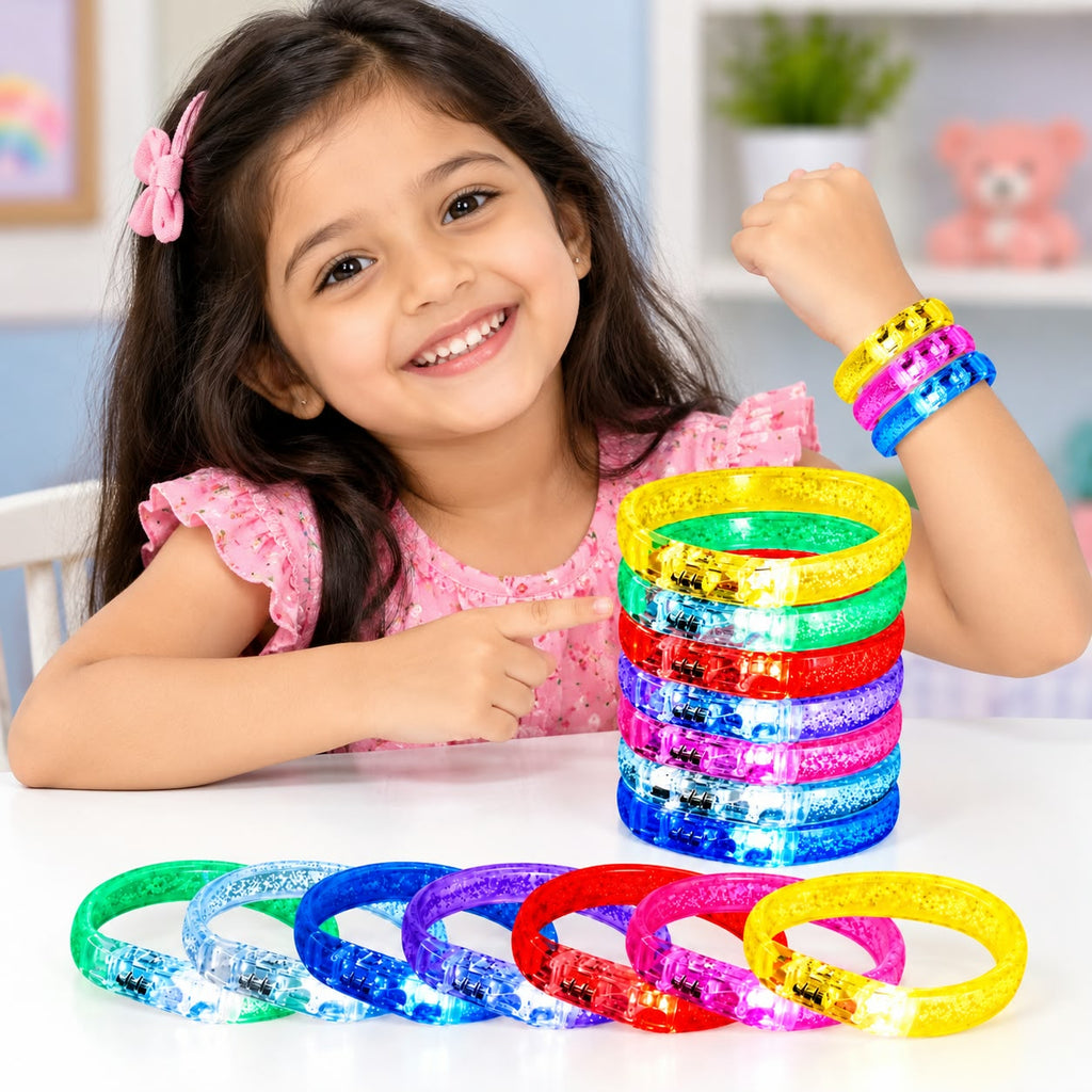 Premium LED Glowing Bangles – Multicolor Light-Up Bracelets with Secure Clip – Fun Party Accessories for Kids, Teens & Adults