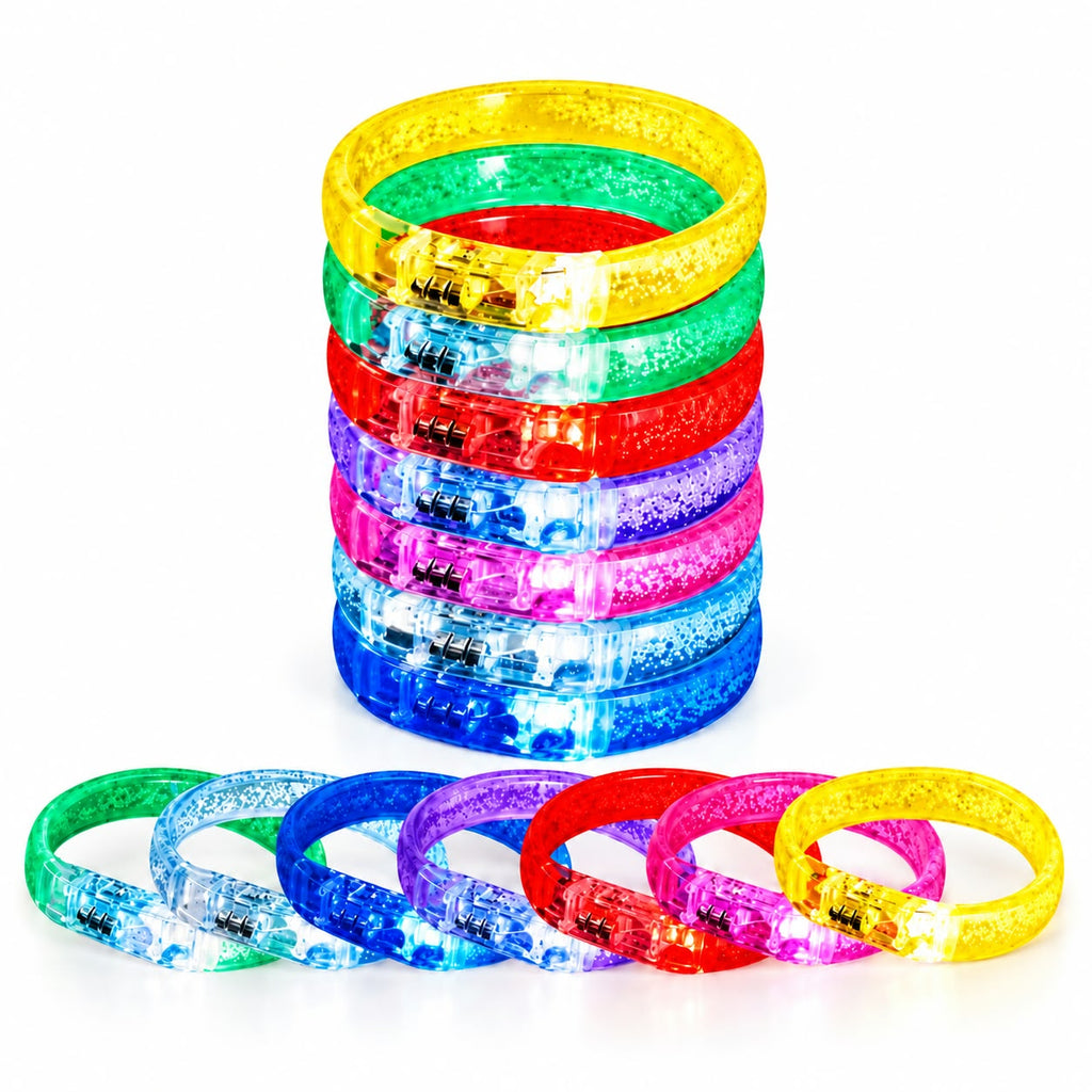 Premium LED Glowing Bangles – Multicolor Light-Up Bracelets with Secure Clip – Fun Party Accessories for Kids, Teens & Adults