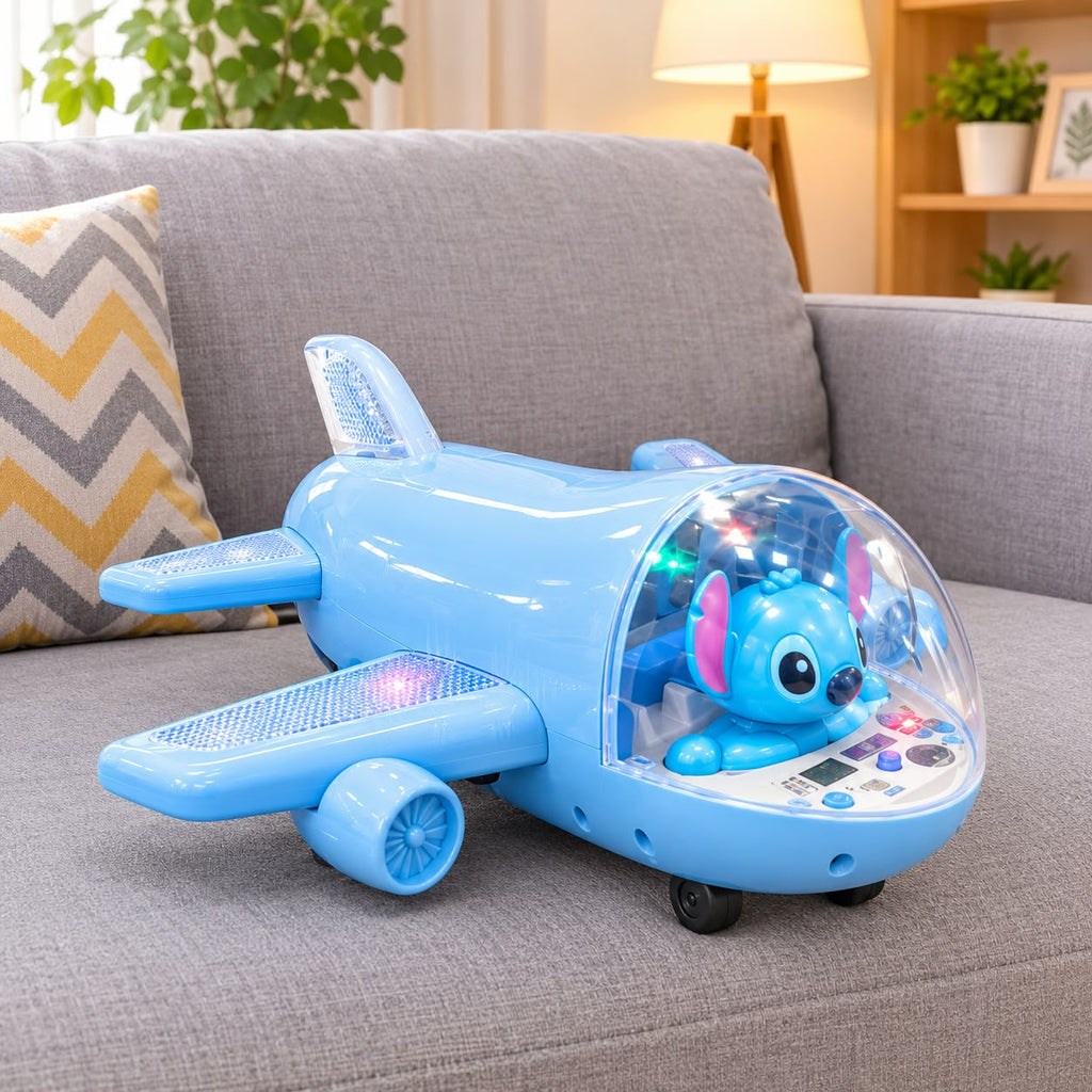 KIDOLOGY Airplane Toys for Toddlers Age 2+ Years | 360° Rotation, Bump & Go Aeroplane (Blue)
