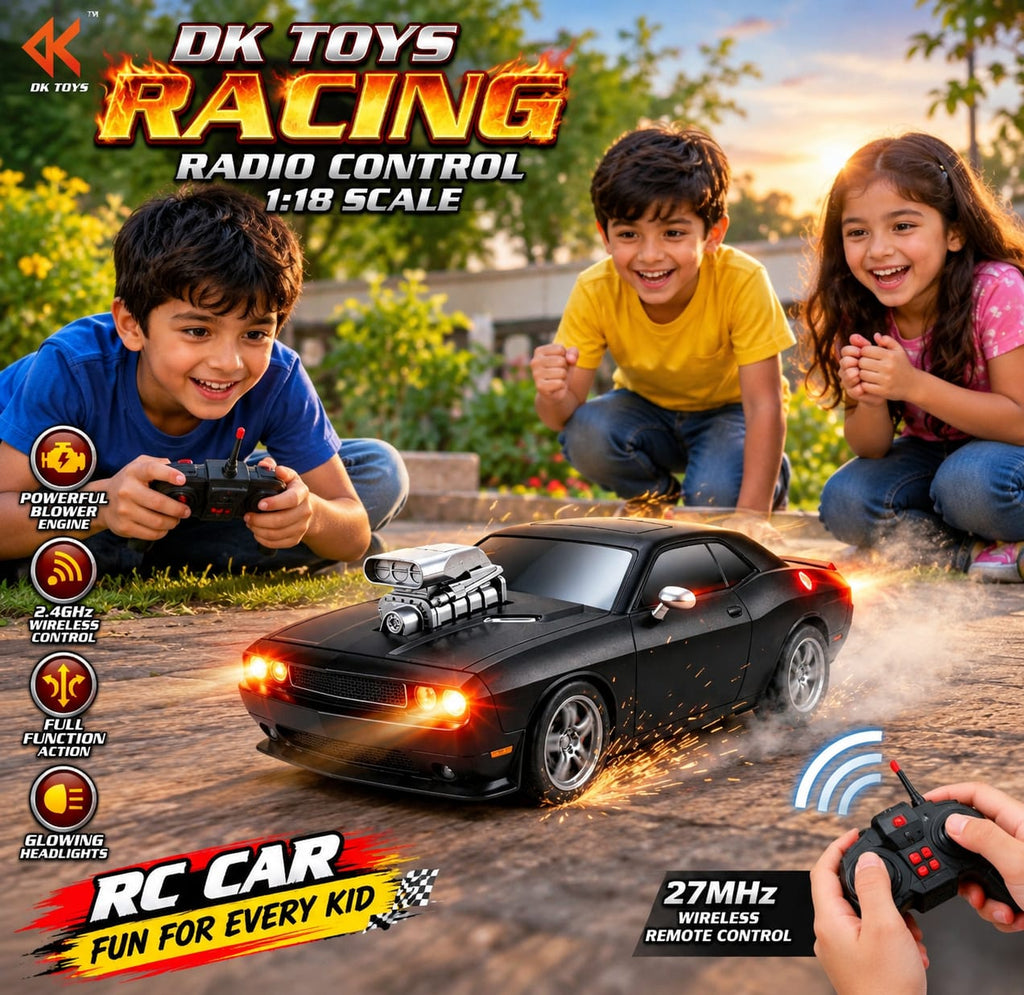 Racing Remote Control 1:18 Scale muscle car toy featuring a supercharger blower engine,
