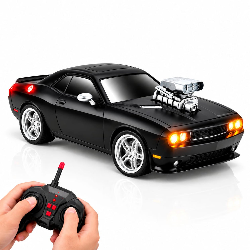 Racing Remote Control 1:18 Scale muscle car toy featuring a supercharger blower engine,