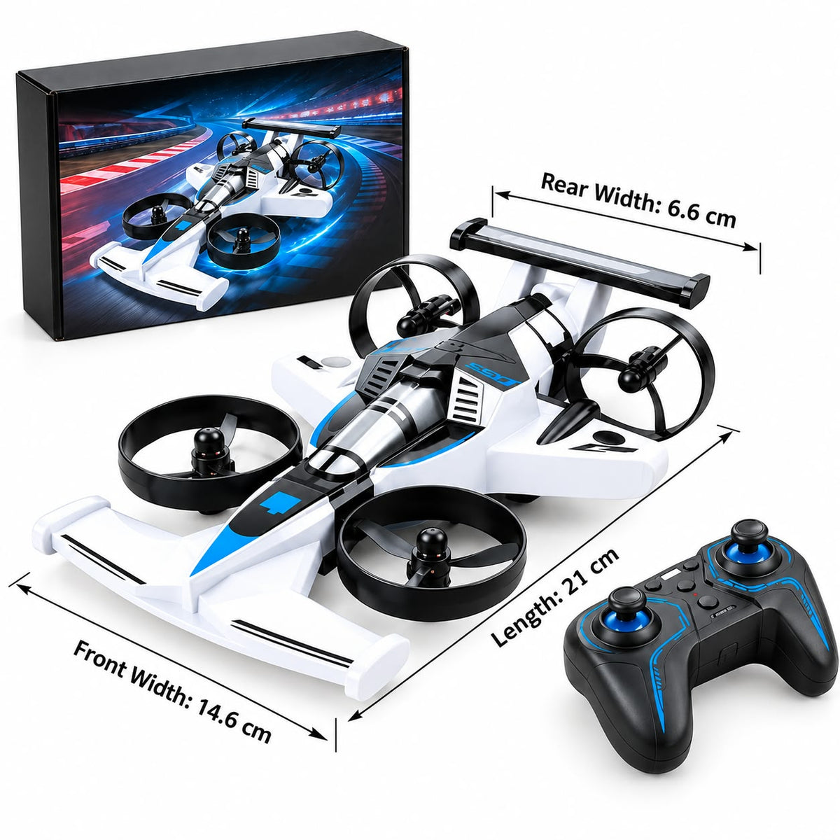 2-in-1 RC Drone & Stunt Car for Kids | Land and Air 360° Flying Car with 2.4GHz Remote Control, 4WD Drift Wheels, 3 Speed Modes & High-Speed Stunt Vehicle..