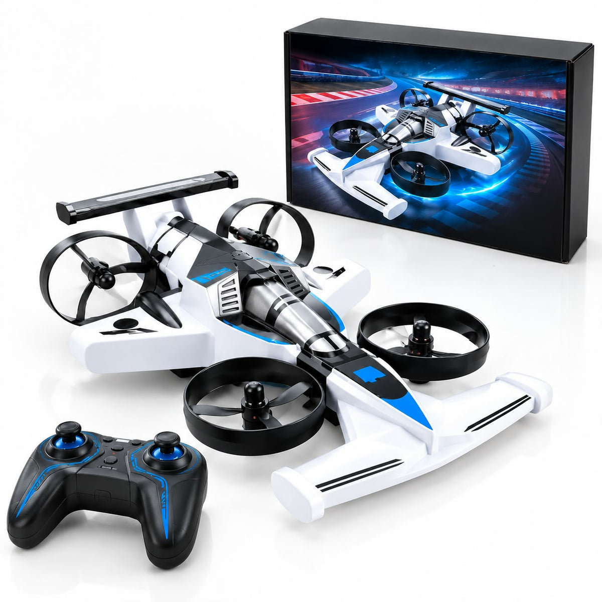 2-in-1 RC Drone & Stunt Car for Kids | Land and Air 360° Flying Car with 2.4GHz Remote Control, 4WD Drift Wheels, 3 Speed Modes & High-Speed Stunt Vehicle..